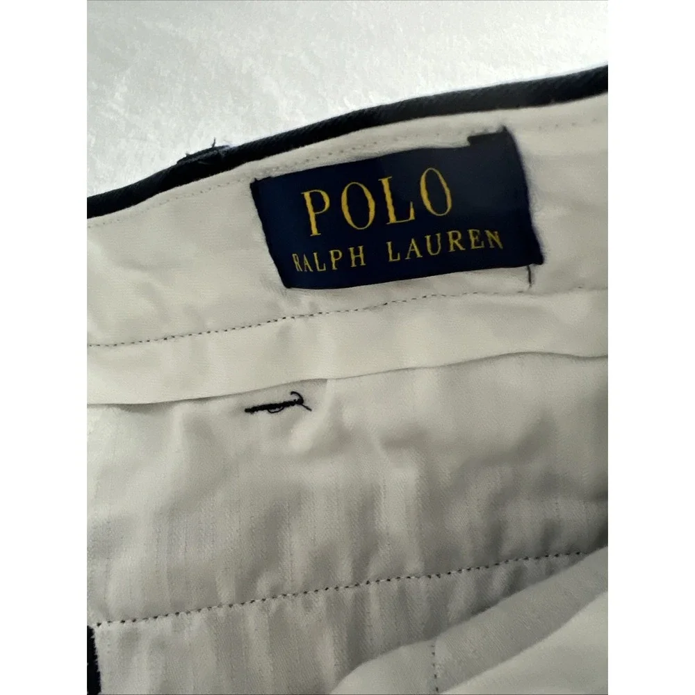 Polo Ralph Lauren Mens Cotton Pleated Pants Actual 36x30 1/2 Navy Blue Chino D27